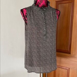 J. Crew Black and White Sleeveless Chevron Blouse